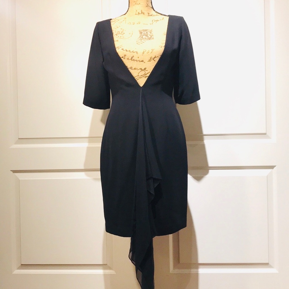 Maggy London Little Black Dress Deep V in back